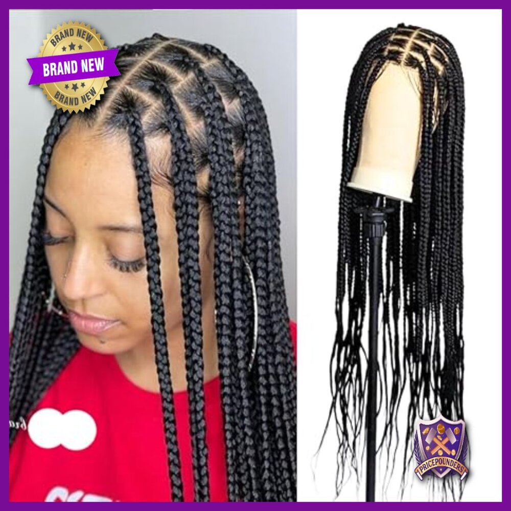 Knotless Braided Wig 36 Inch Full Lace Cap Adjustable Glueless Human Hair